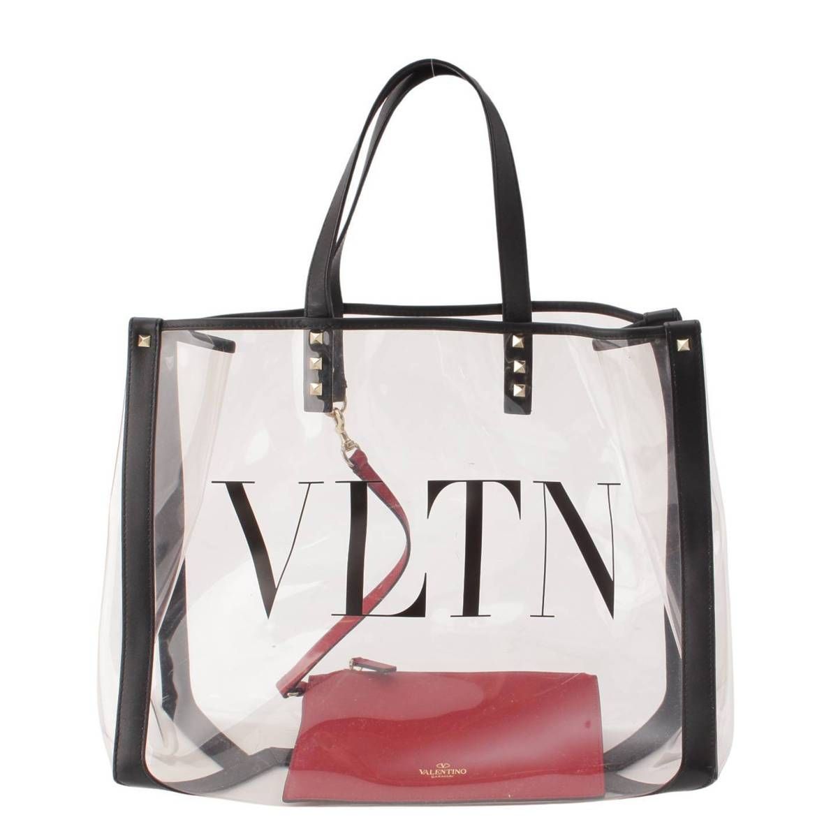 ヴァレンティノ VLTN ロックスタッズ ビニール×レザー トートバッグ 