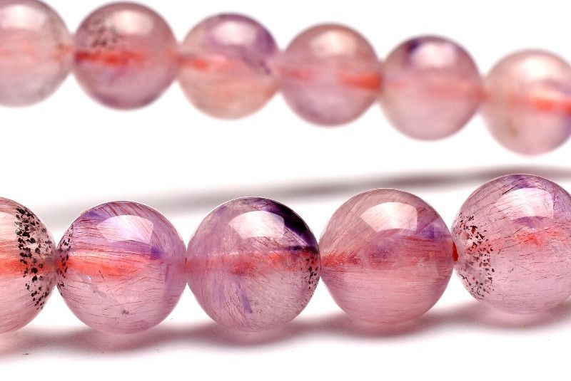 1点物】AA☆上質 ピンクスーパーセブンアメジスト 7.5mm ブレスレット