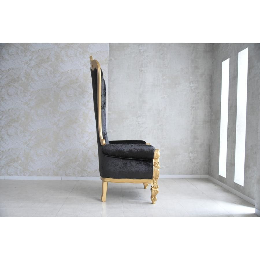 女王様の椅子 クイーン チェア ブラック ゴールド アンティーク