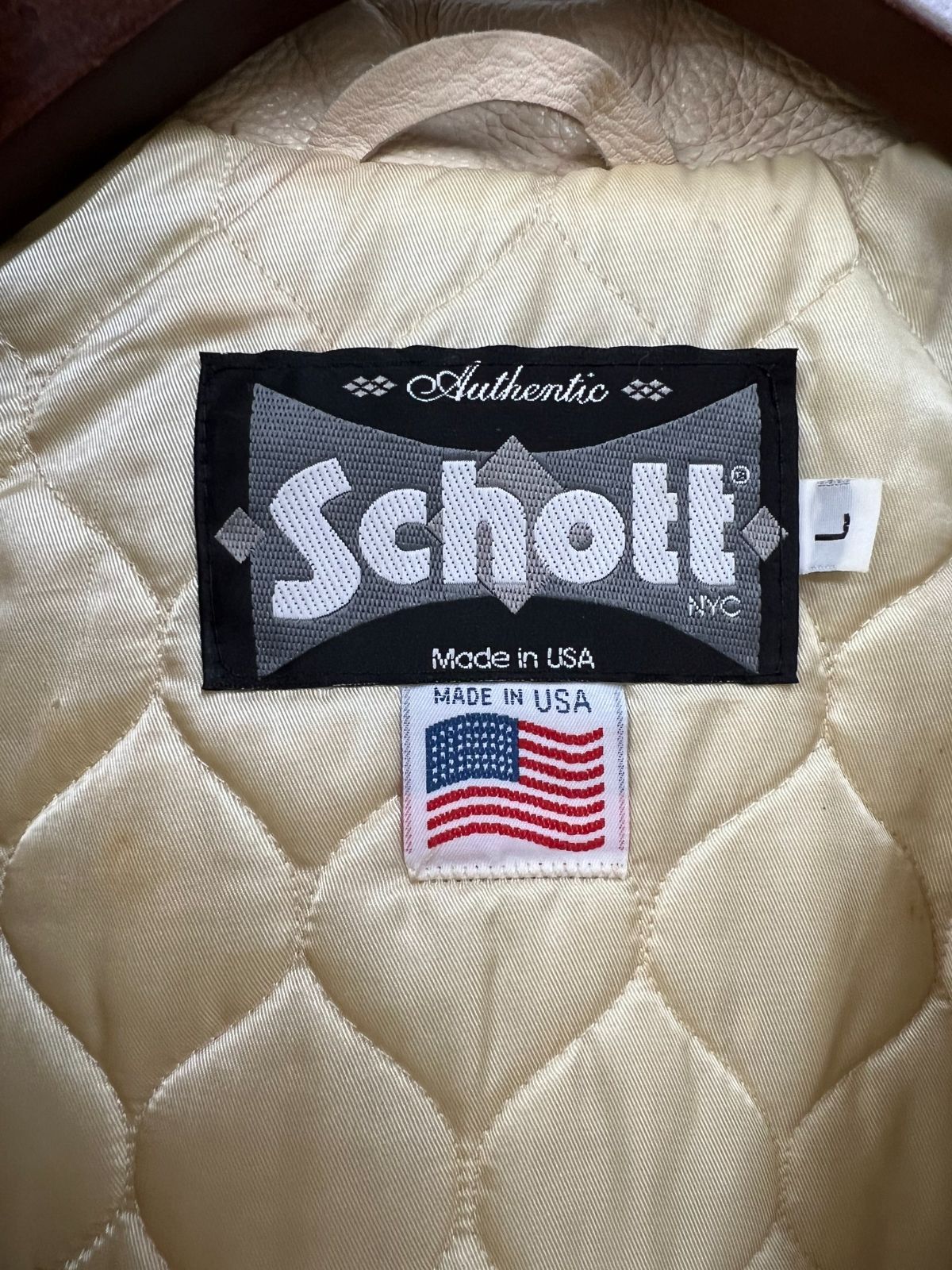 【中古】【メンズ】SCHOTT USA レザースタジャン 90s USA製 インディアン刺繍【大清水店75-2-0712】