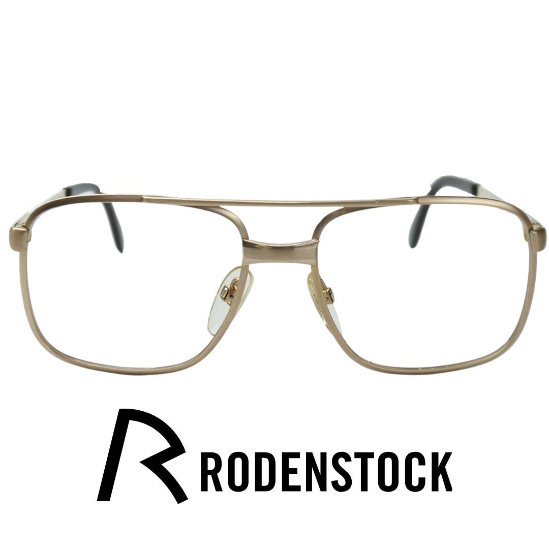 【美品】RODEN STOCK ツーブリッジ　度入りサングラスゴールド 新品・未使用・アンティーク】メガネ RODEN STOCK ローデンストック