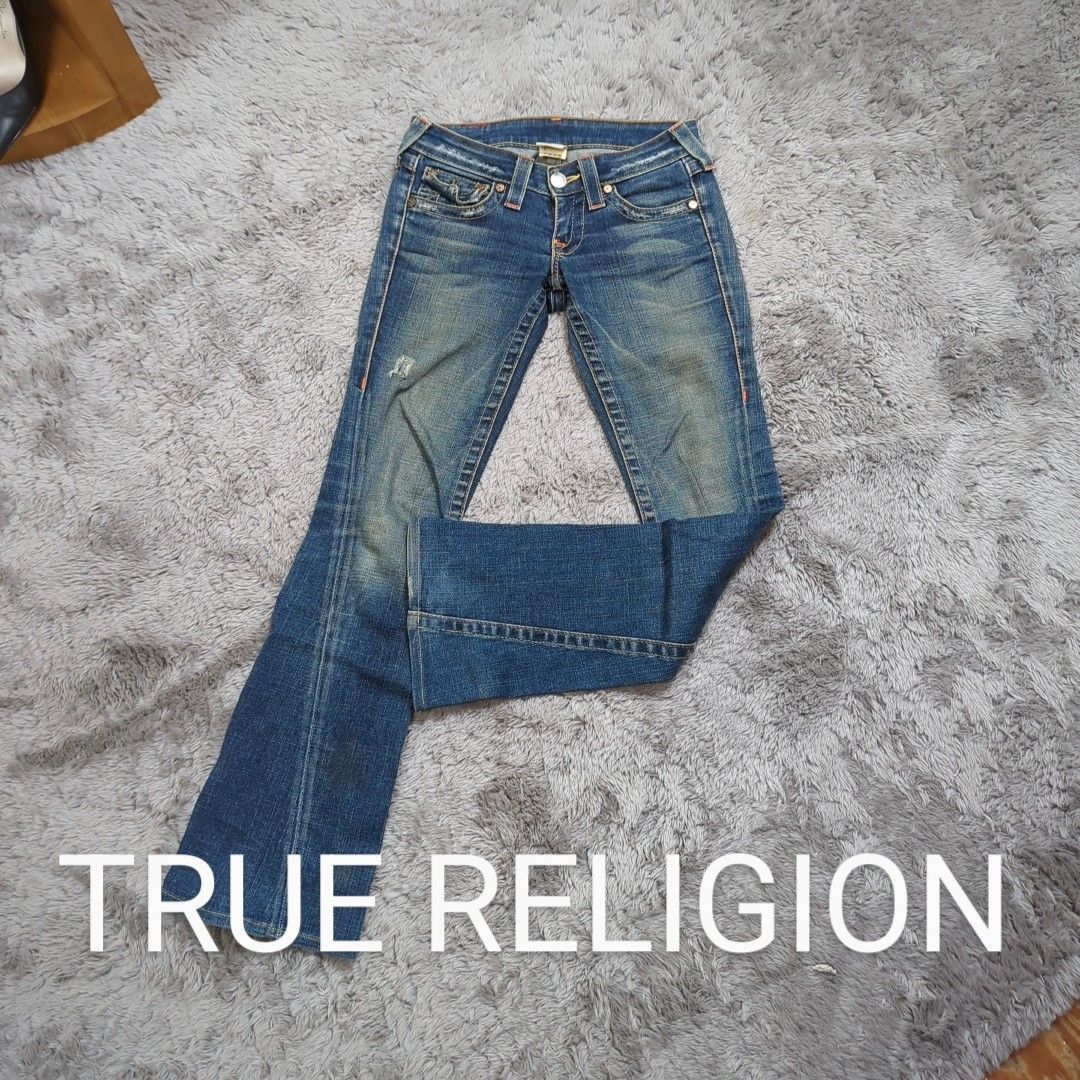 【良品】TRUERELIGION トゥルーレリジョン フレアデニム ダメージ加工 ジーパン パンツ ジーンズ  レディース 24