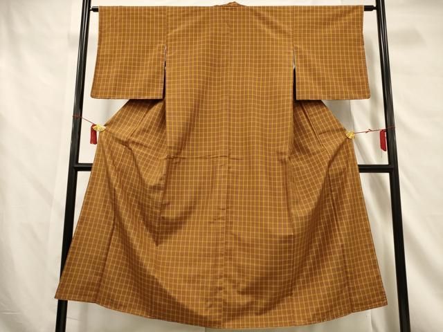 平和屋着物○上質な紬 格子柄 正絹 逸品 未使用 CAAR8211vf