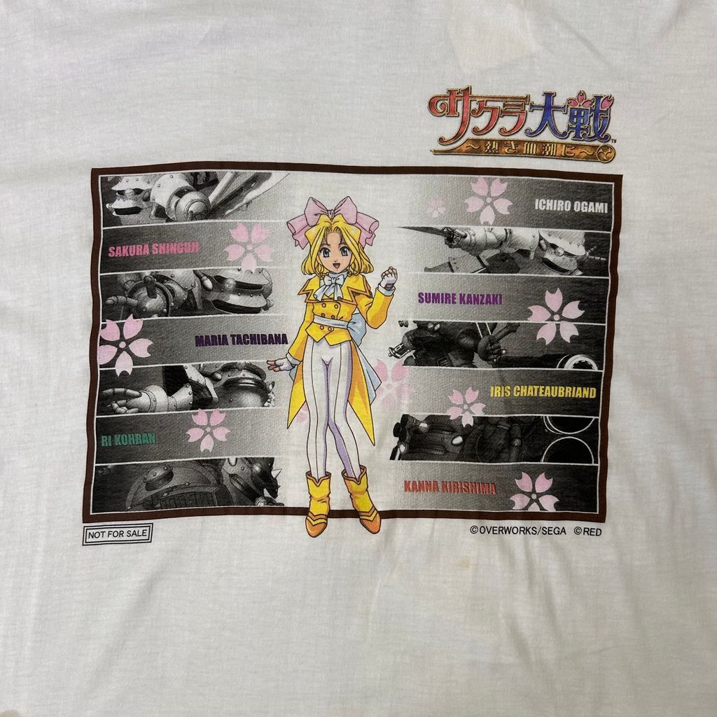 00 s SEGA ゲームTシャツ アニメTシャツ サクラ大戦 熱き血潮に アイリス ファイナルギア 白×黄色×黒 white×yellow×black SIZE No.T 128