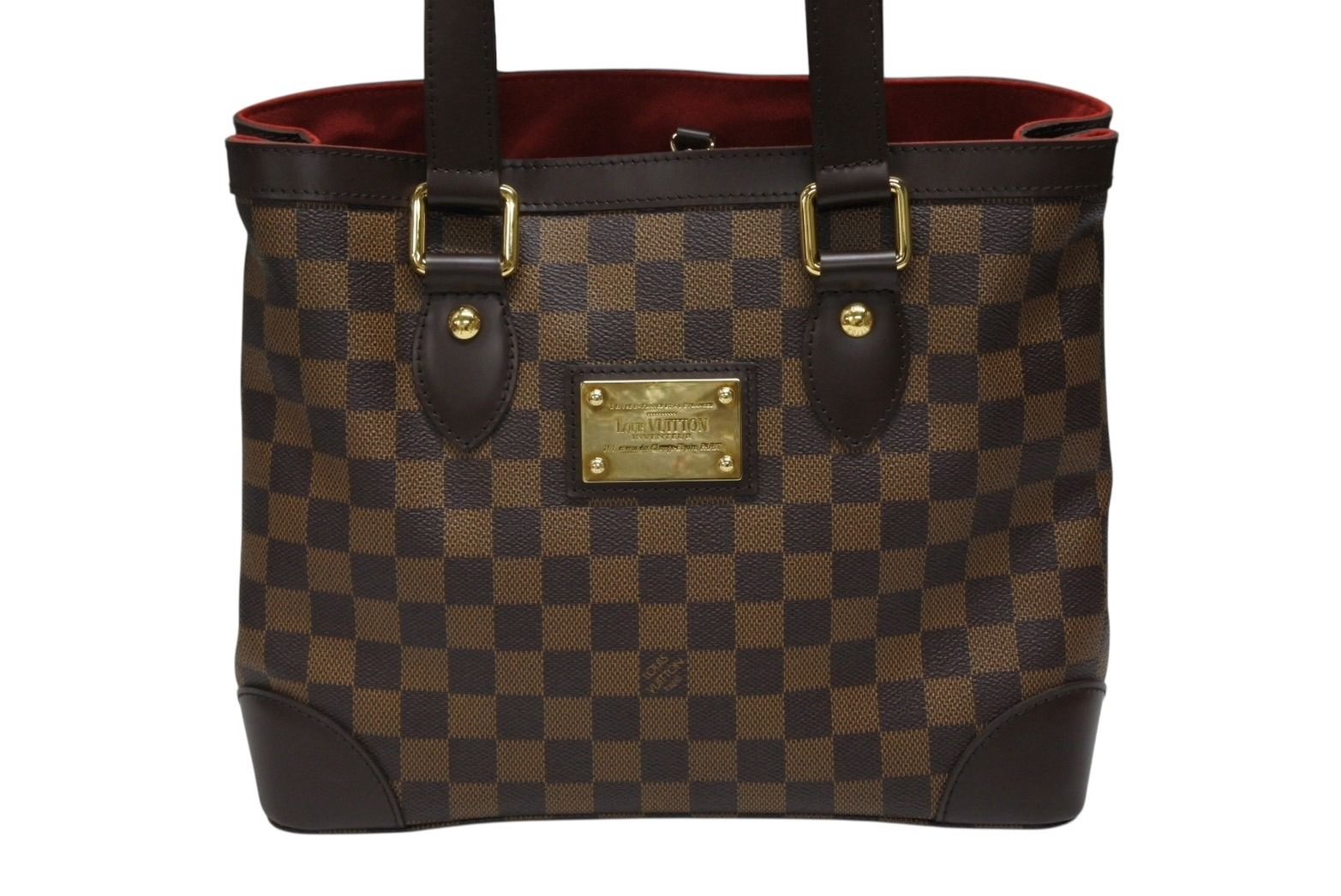 LOUIS VUITTON ルイヴィトン ダミエ ハムステッドPM ハンドバッグ ブラウン N51205 ロゴ ゴールド金具 4b008350