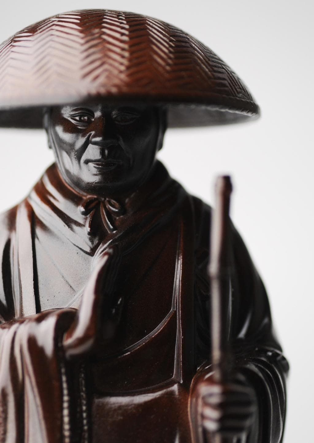 親鸞聖人 - 総高24cm 茶彩色 高岡銅器 仏像