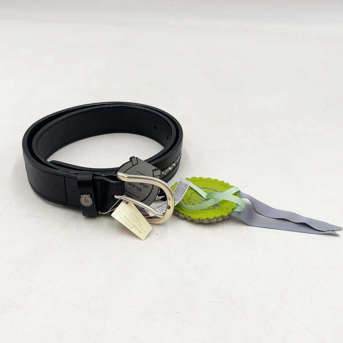 CALEVO スワロフスキー ベルト ブラック レディース 乗馬 馬術