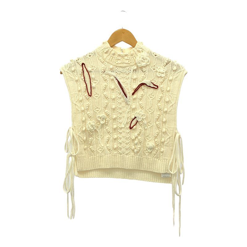 Mame Kurogouchi | マメクロゴウチ | 2025AW | Floral Motif Hand-Knitted Vest フラワーハンドニットベスト | 1 | ホワイト | レディース