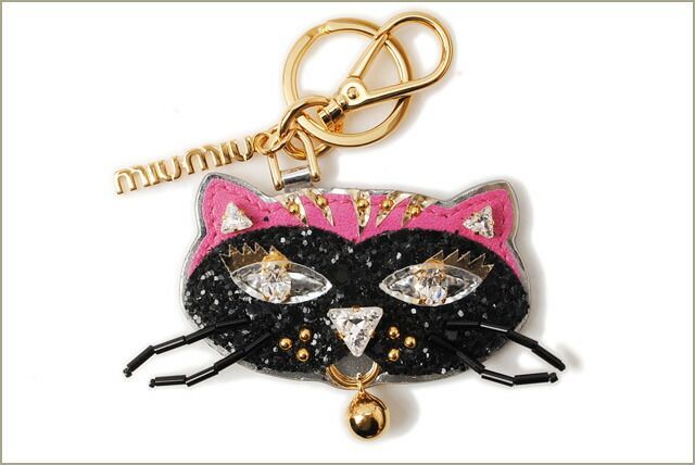 ミュウミュウ キーリング/キーホルダー miumiu ネコ/キャットモチーフ