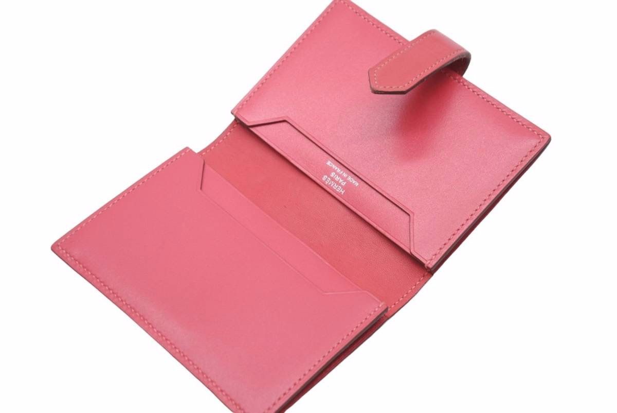 HERMES エルメス べアンミニ タデラクト カードケース □Q ピンク 美品  49903