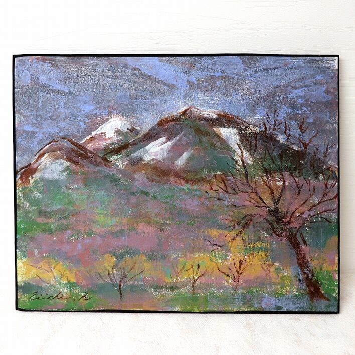 葛西栄一 油絵 額入 八甲田晩秋 No.180716-44 梱包サイズ100