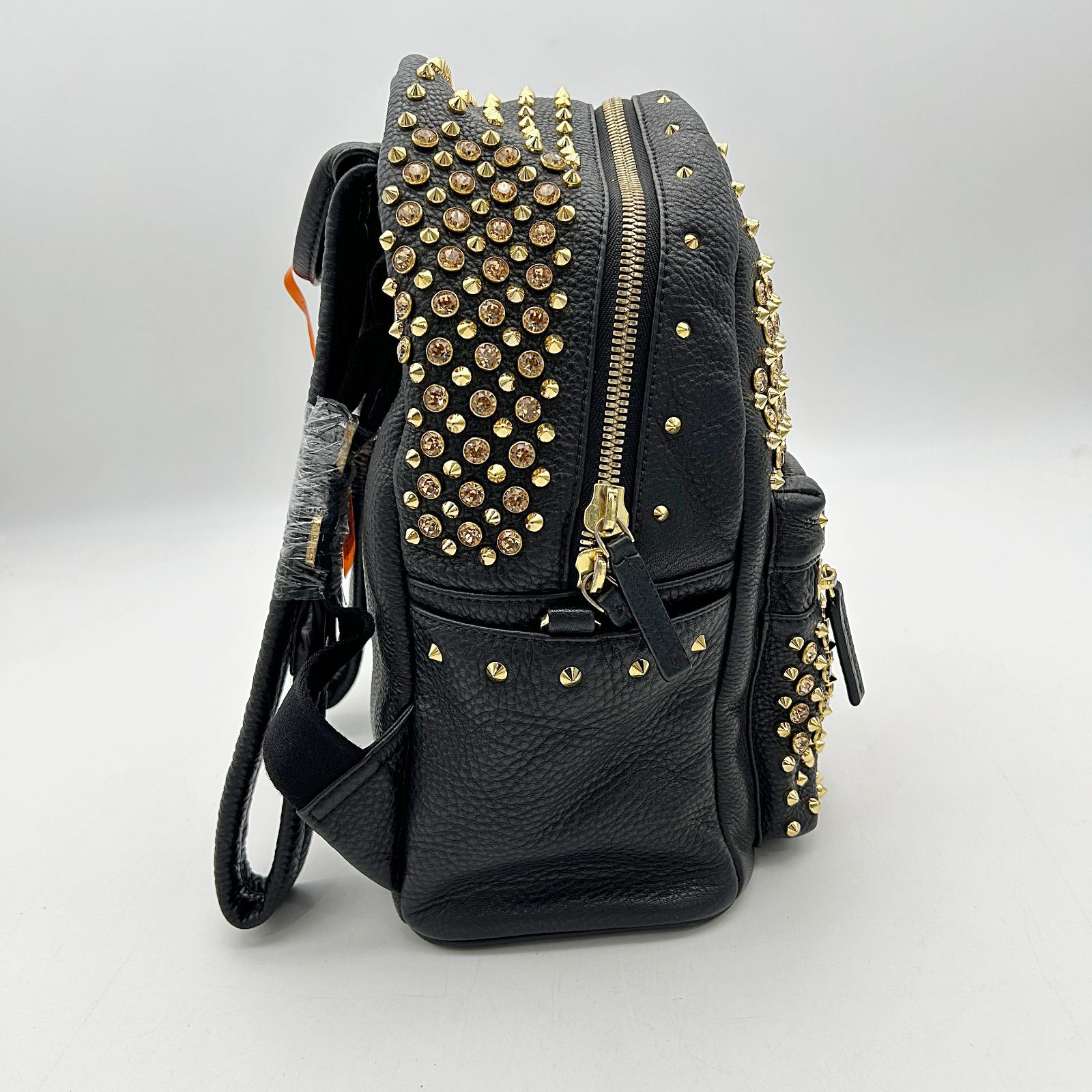 美品 大容量 MCM ヴィセトス柄 リュックサック Lサイズ スタッズ 黒