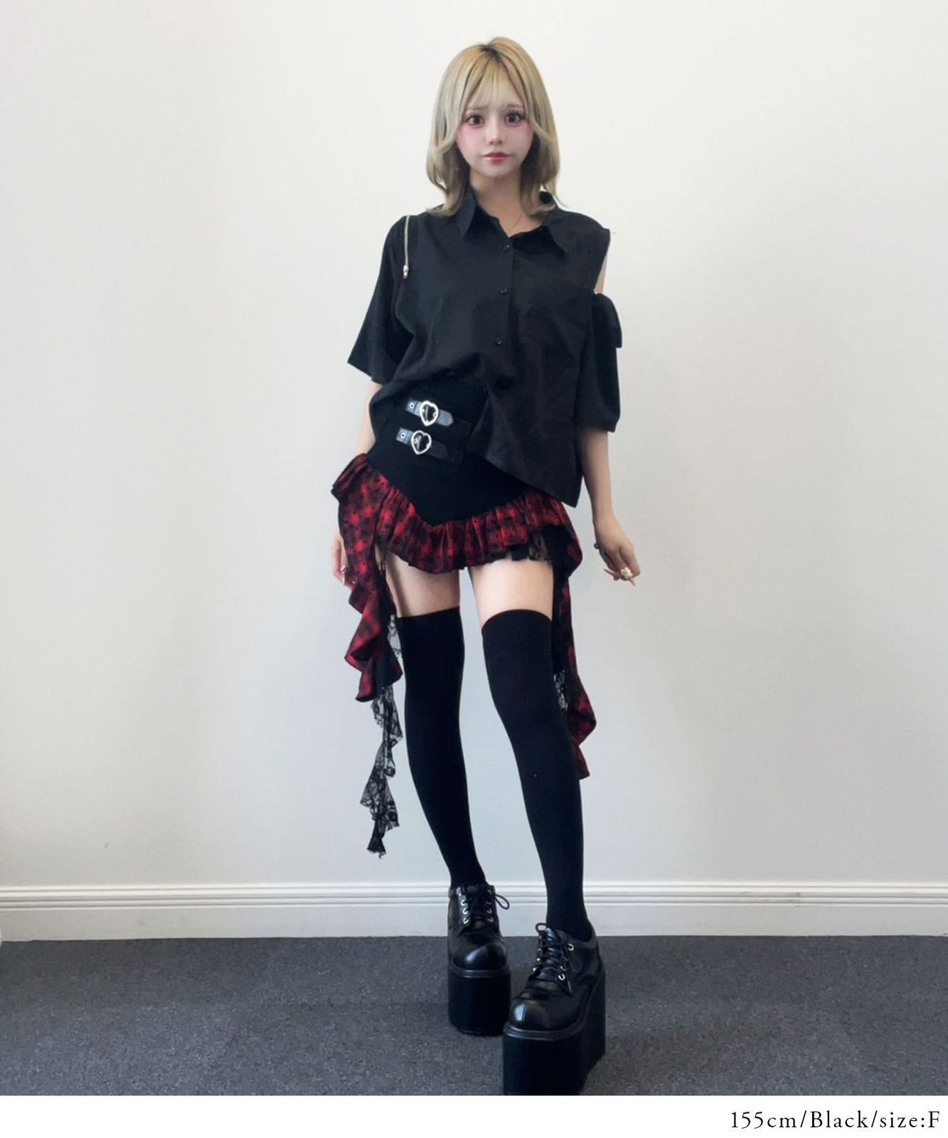 C♡出品 夢展望公式 [新品未使用] インパクト柄肩ジップシャツ [ネイビー