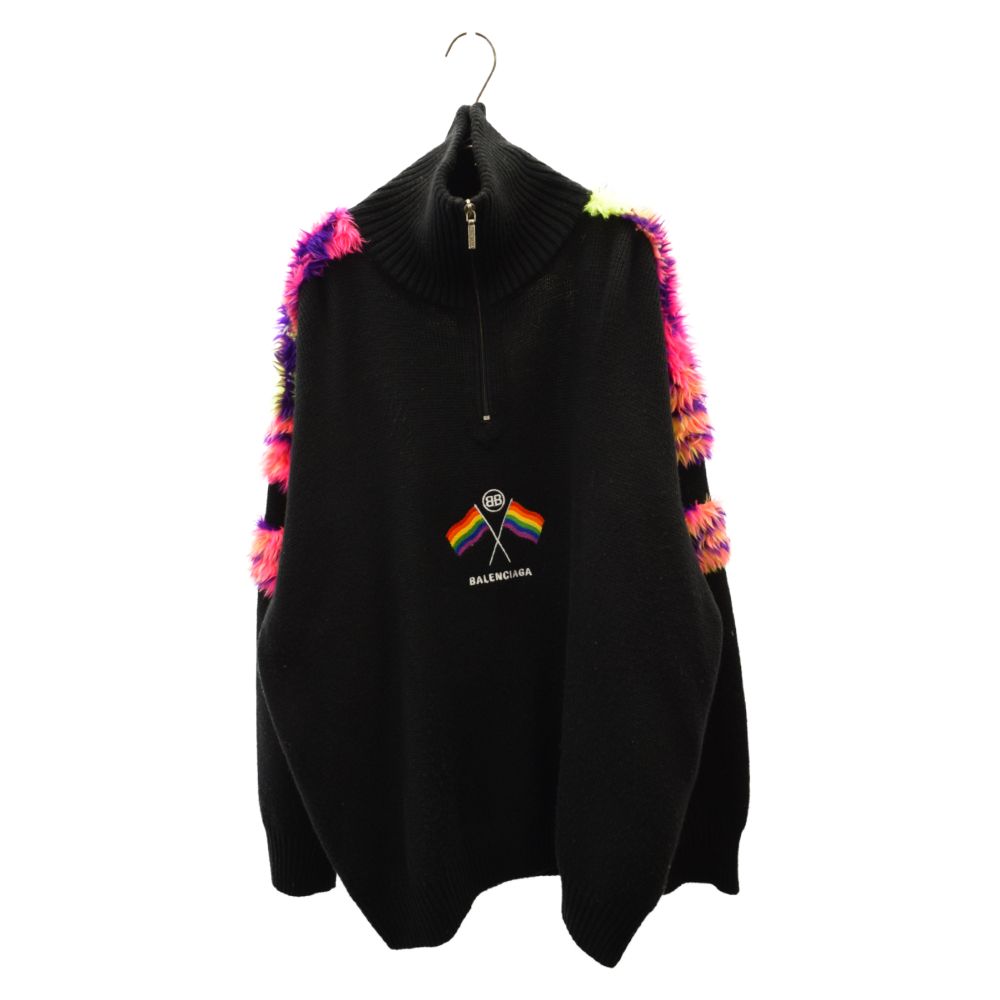 BALENCIAGA (バレンシアガ) Quarter Zip Rainbow Flag Knit ハーフ