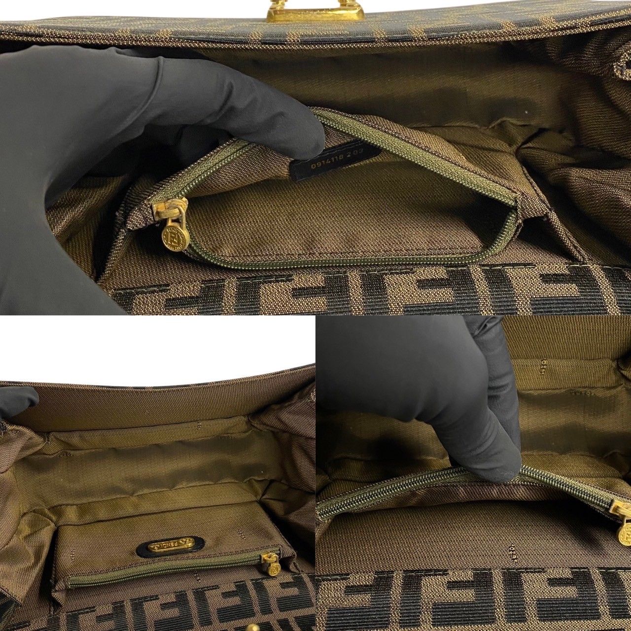 極 美品 FENDI フェンディ ズッカ 柄 ロゴ 金具 キャンバス エピ 