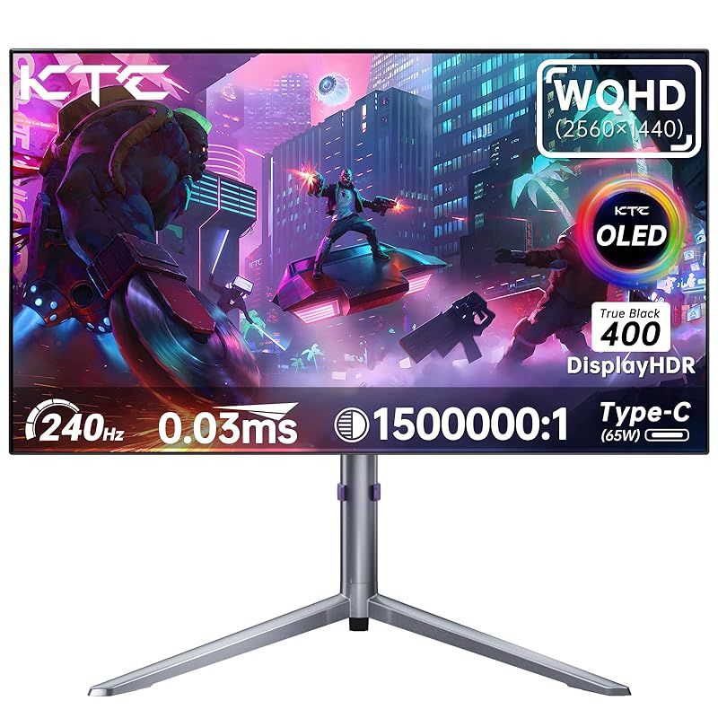 KTC 27インチ 有機ELゲーミングモニター OLED WQHD 2560×1440 240Hz 超高速0.03ms応答速度 DisplayHDR True Black 400|1500000 1コントラスト比|136sRGB VESA 75×75 |K