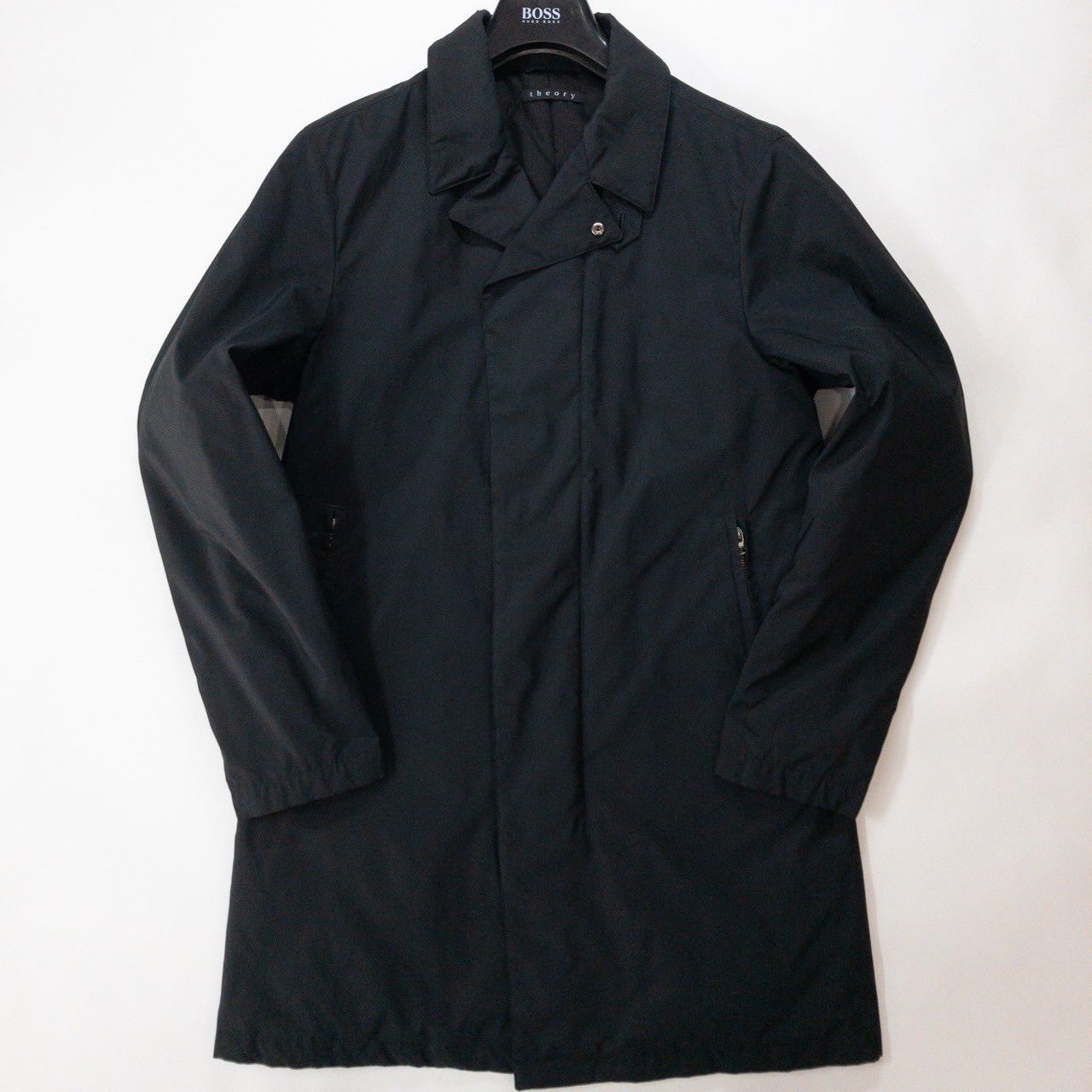 美品】セオリー/theory ダウン入りステンカラーコート 黒 ブラック S/L 