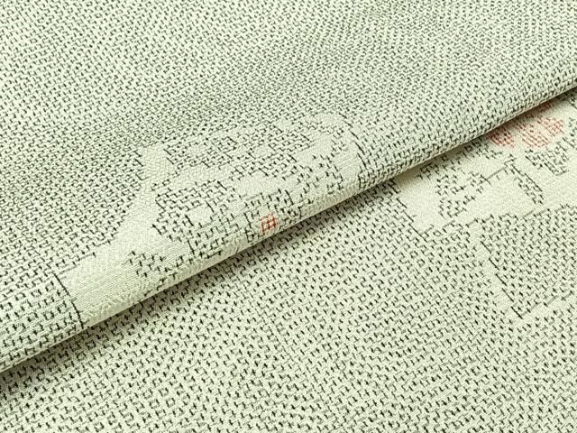 平和屋着物▽上質な紬 単衣 越後絣 反端付き 正絹 逸品 AABC2234jh