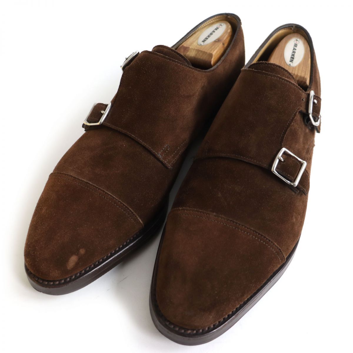 □JOHN LOBB|ジョンロブ WILLIAM 9795 キャップトゥ ダブルモンクストラップ スウェードレザーシューズ ブラウン 8 イングランド製 t17-st30403-805