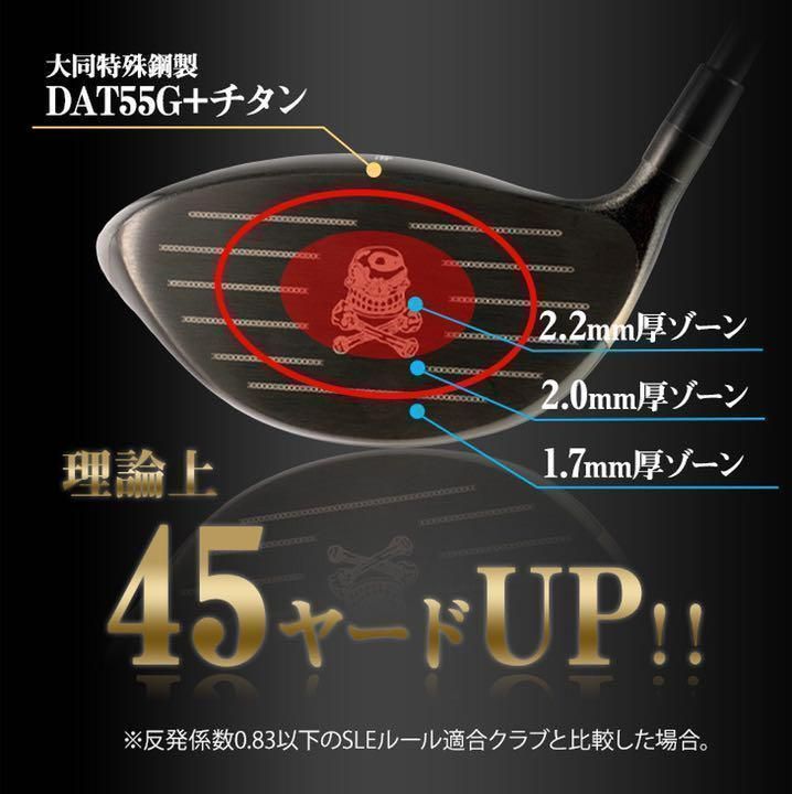 TaylorMade - 他にない! ドクロが輝くワル専用! 実質高反発の激飛び適合! ダイナゴルフ 悪童 ヘッド単品： ドクロ輝くワル専用! 最強超高反発で＋45Y! ダイナ