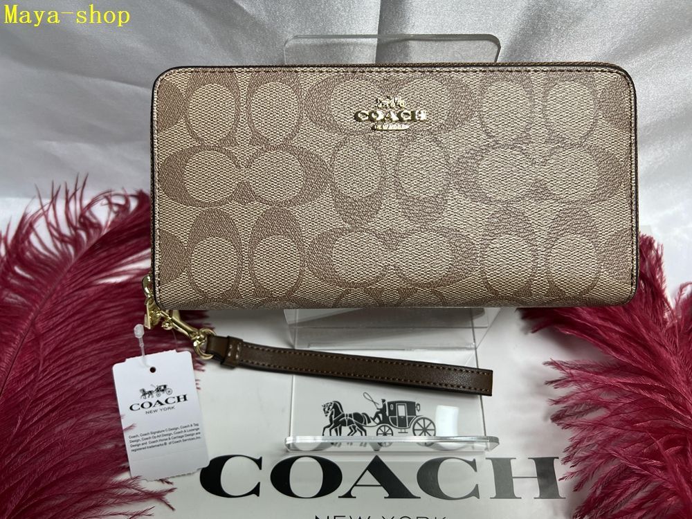 コーチ COACH 長財布 財布  シグネチャー アコーディオン ラウンドファスナーストラップ付き アウトレット 新品 母の日 父の日 プレゼント クリスマス 贈り物  吉日 ギフト 財布 レディース 新品未使用 ファッション B067 C4452 13