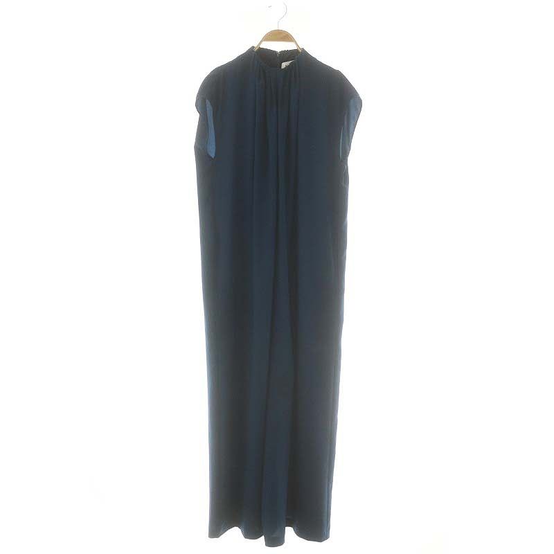 エンフォルド ENFOLD 24SS GATHER-NECK ALL-IN-ONE オールインワン サロペット ワイドパンツ 36 ブルーグリーン |DO OS