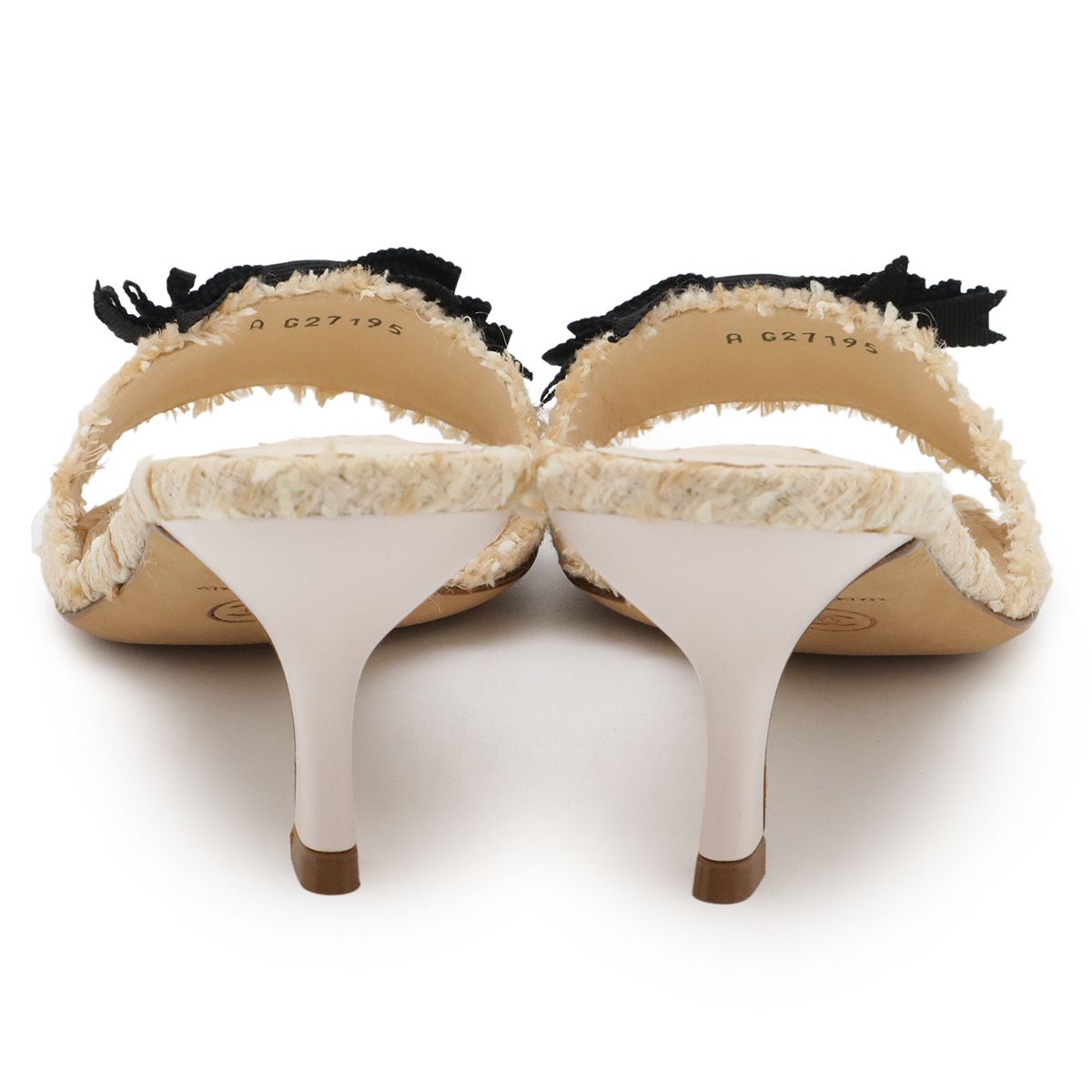 美品 CHANEL シャネル ツイード リボン ココマーク ミュール 美品 CHANEL シャネル ツイード リボン ココマーク ミュール