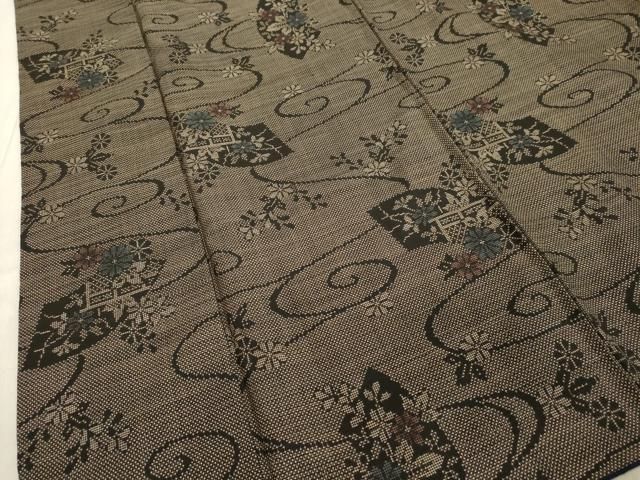 平和屋着物○本場大島紬 7マルキ 流水地紙草花文 正絹 逸品 DAAV1278tw