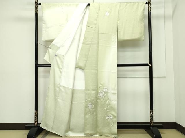 平和屋本店□極上 訪問着 総刺繍 銀駒刺繍 花唐草文 暈し染め 銀糸  