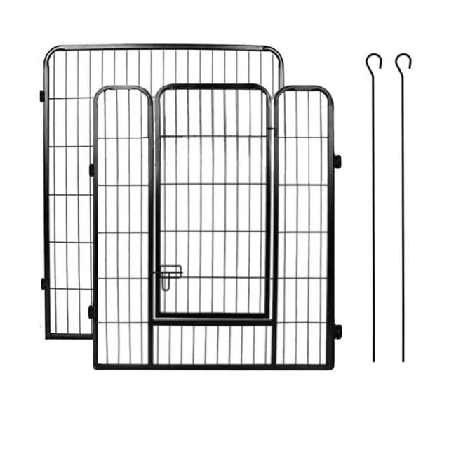 DUDULIFE ペットフェンス 大型犬用 中型犬用 ペットケージ 折り畳み式 ペットサークル スチール製 複数連結 室内室外兼用 犬小屋 ペット用品 80X80cm-2枚