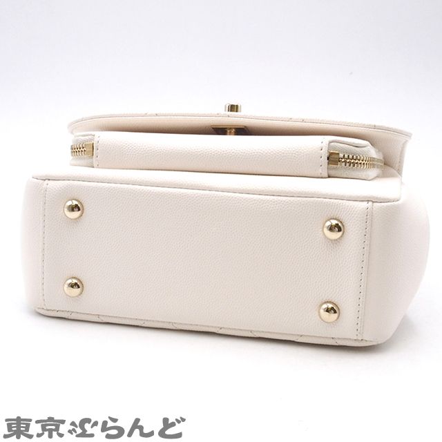 CHANEL ビジネスアフィニティ ホワイト ゴールド金具 2WAYハンドバッグ