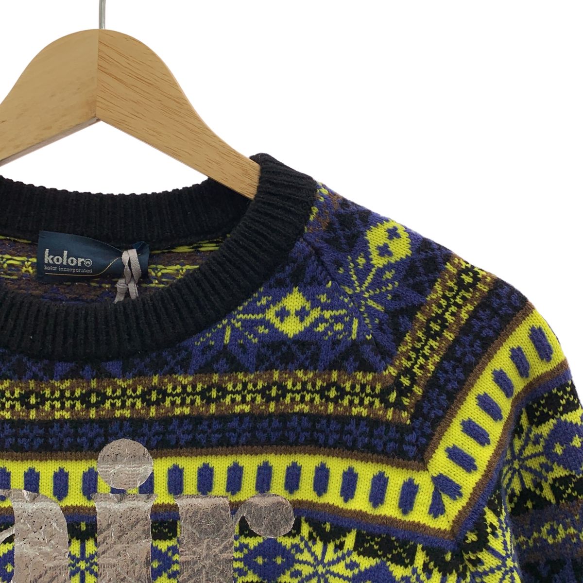 kolor チュールドッキング フェアアイル ニット 3 マルチ レディース