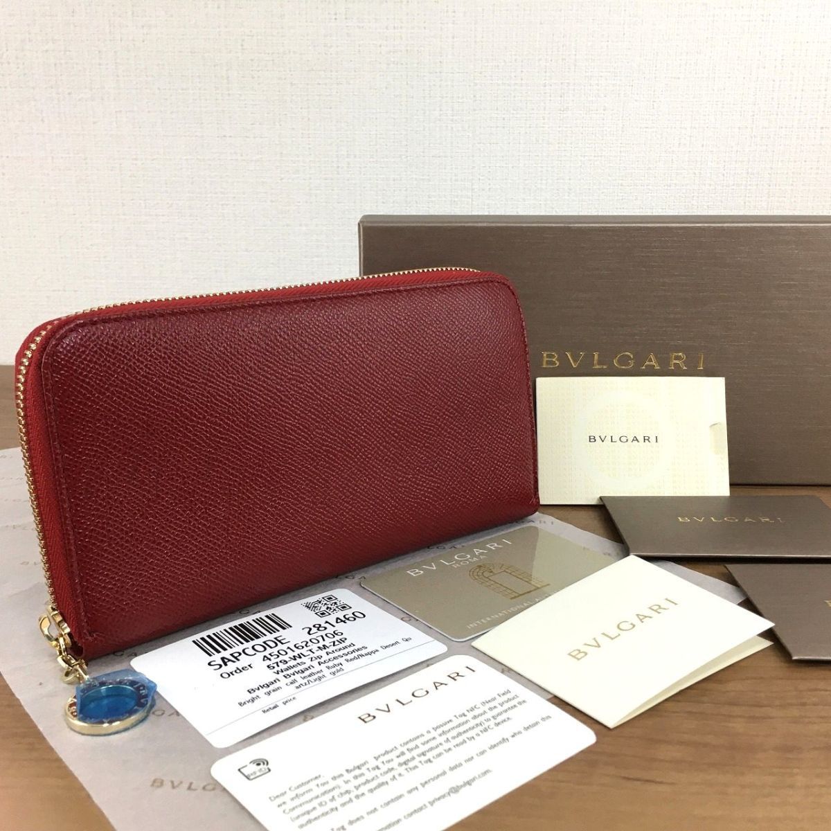 229 み BVLGARI ジップラウォレット 281460 レッド ブルガリブルガリ き