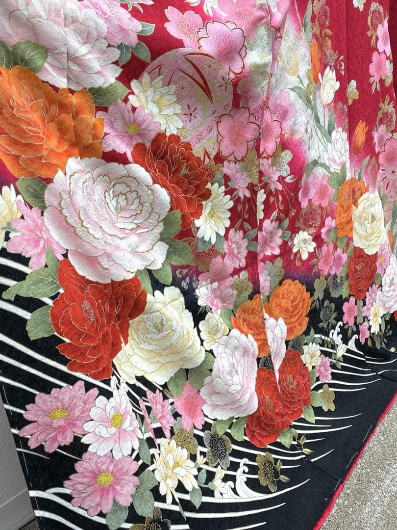 振袖 仮絵羽 正絹 未仕立て品 八掛付き MOK575 - メルカリ