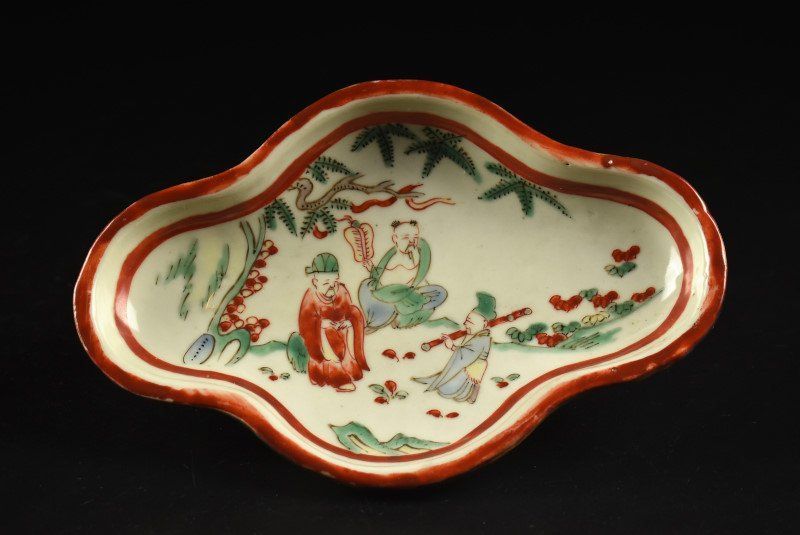 赤絵皿2枚 古美術 ☆ 南京赤絵 中国古美術 豆皿2客