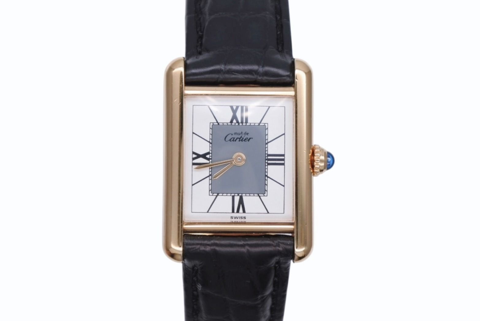 CARTIER カルティエ マストタンク ヴェルメイユ SM 腕時計 W1004054 クォーツ アリゲーターベルト ブラック レディース 4b008175