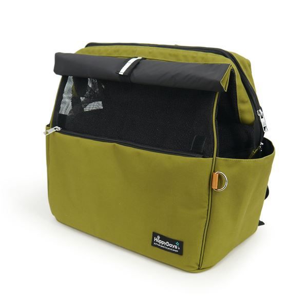 HappyDays ペット用サステナブルリュックキャリー グリーン ペット用品