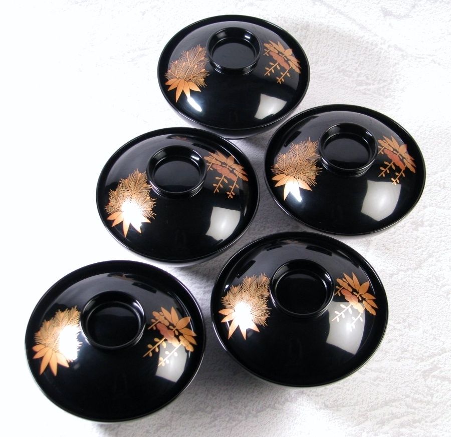 輪島塗 松桐蒔絵 木製吸物椀5客 幅 13cm 輪島共箱 煮物椀 25f008 WWW_IBETON_RU