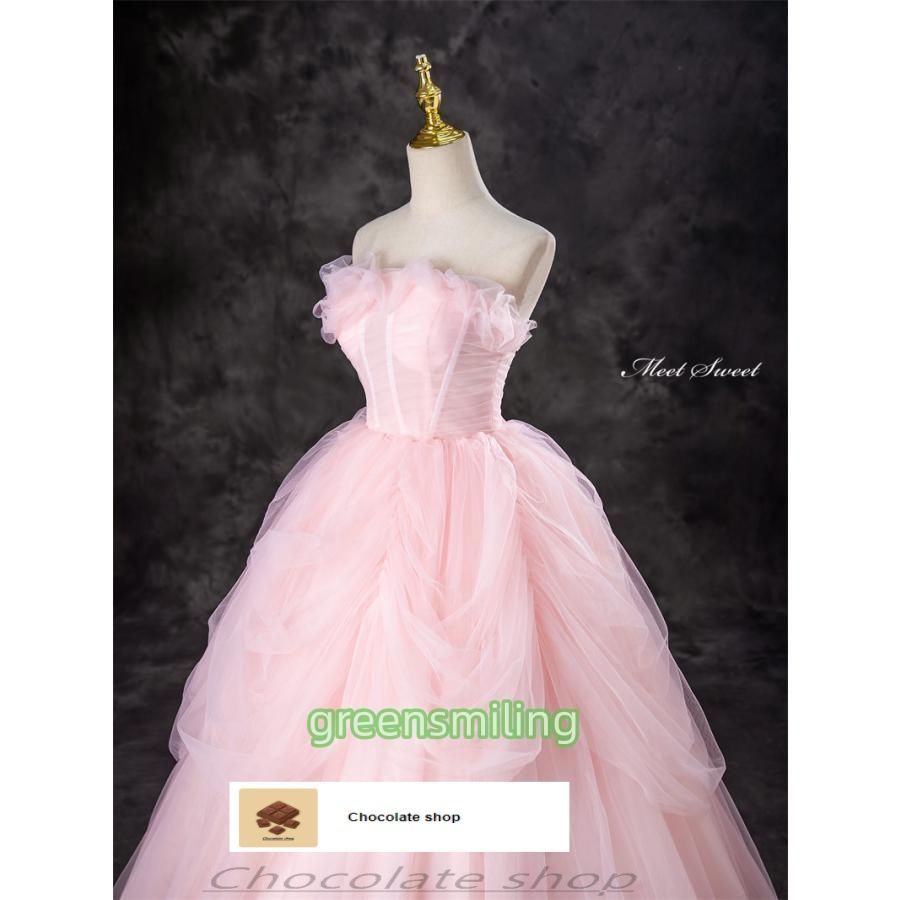 豊富な品揃え。 ドレス ピンク ベアトップ チュール ウェディングドレス ロングドレス 結婚式 二次会 演奏会 発表会 大人 姫系 ステージドレス ウエWP数量 価格926 日常