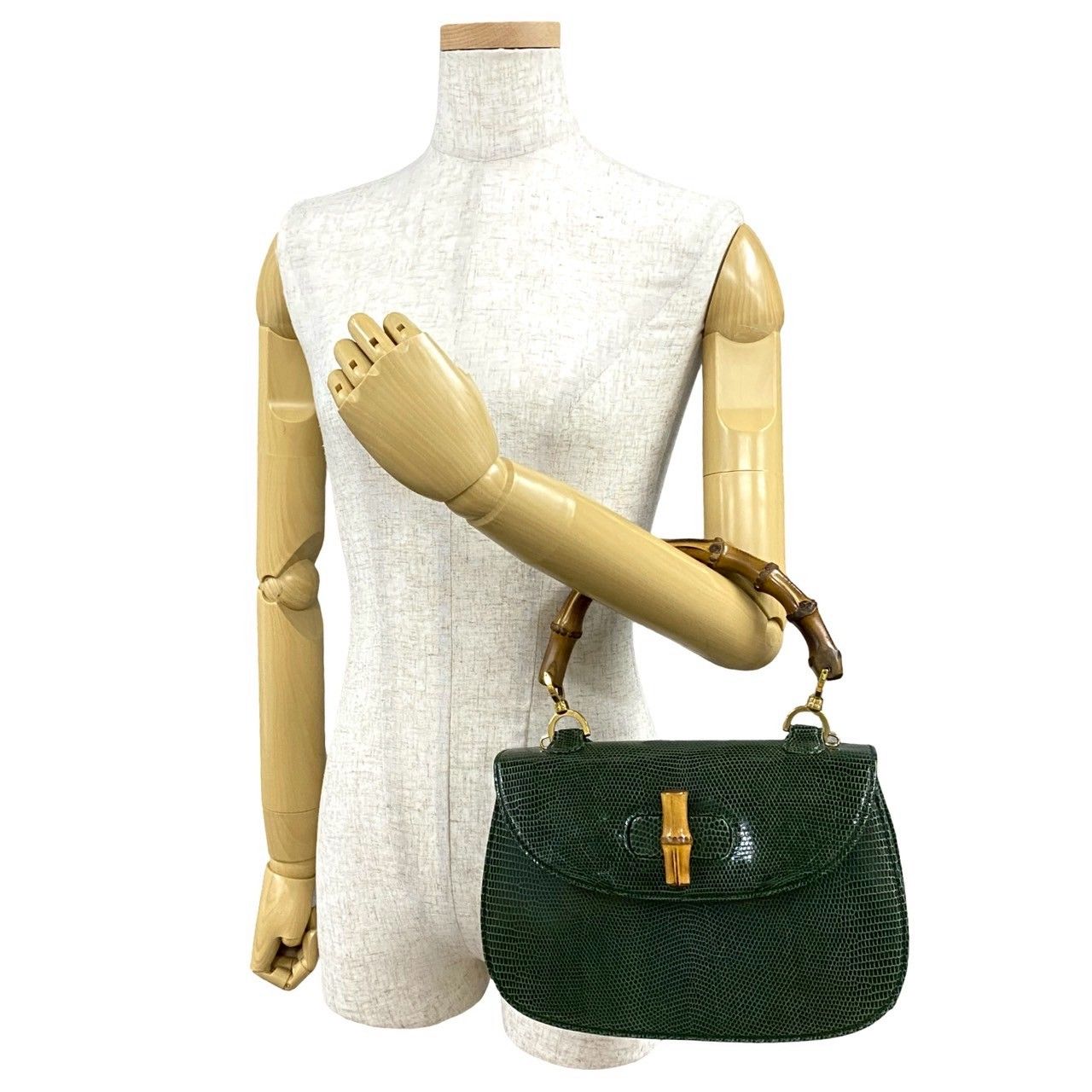 極 美品 GUCCI グッチ オールドグッチ ヴィンテージ バンブー リザード 