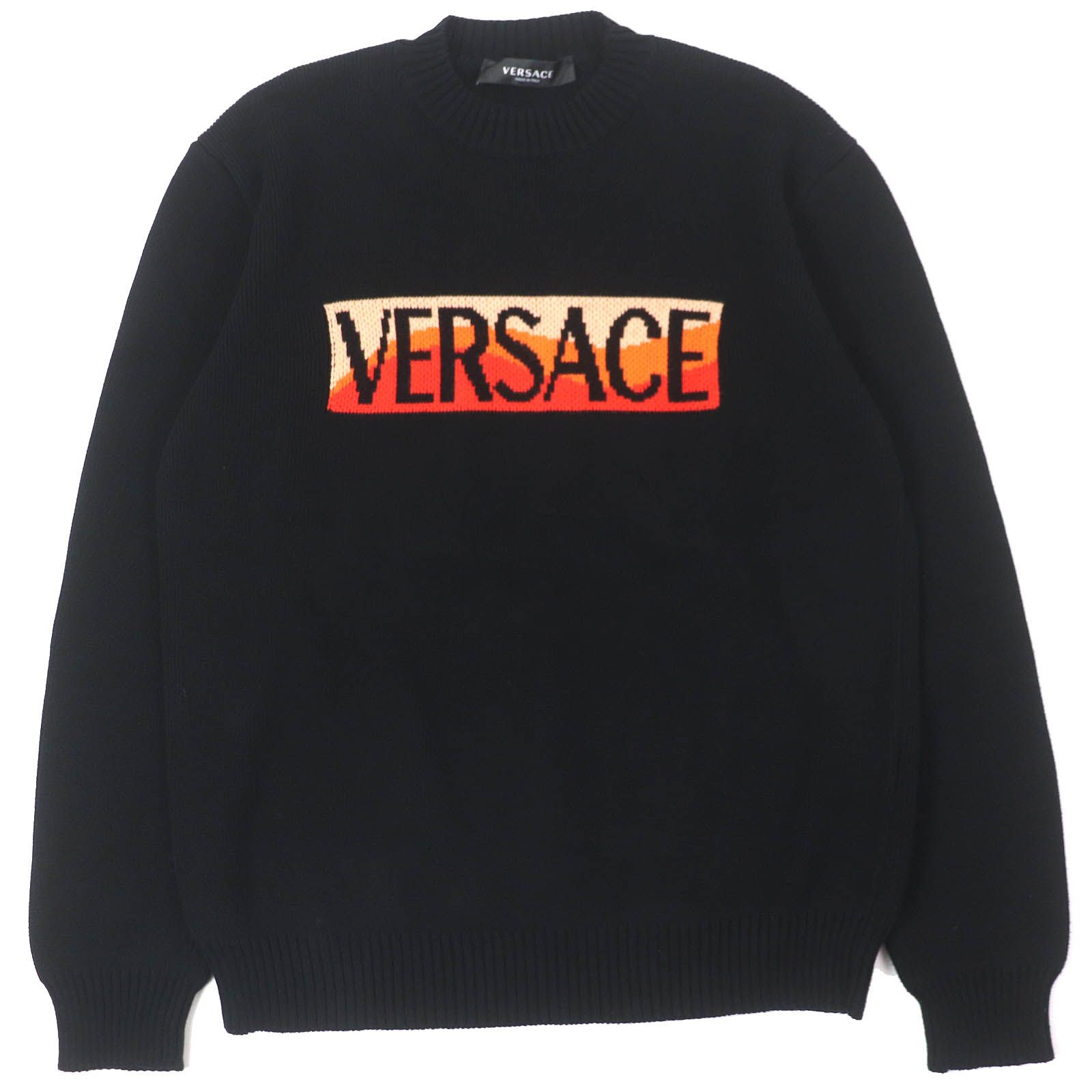 極美品△VERSACE ヴェルサーチ 極美品 ヴェルサーチ ロゴ入り クルー 