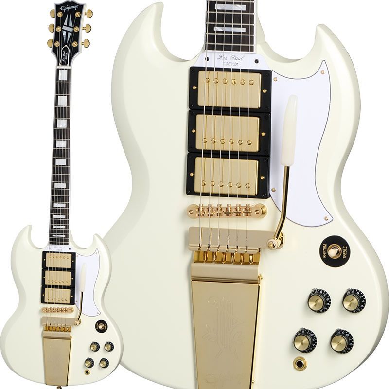 Epiphone Inspired by Gibson Custom 1963 Les Paul SG Custom with Maestro Vibrola Classic White