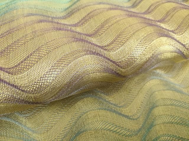 平和屋着物●ひなや工房　くむ・あむ・おる　伊豆蔵明彦　太鼓柄袋帯　波霞　金糸　正絹　逸品　DAAV6336ps 平和屋着物○ひなや工房 くむ・あむ・おる 伊豆蔵明彦 太鼓柄袋帯 波霞