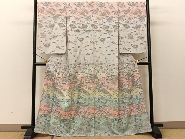 平和屋着物●訪問着　駒刺繍　草花文　暈し染め　金彩　松坂屋扱い　正絹　逸品　DAAR0241yyy 平和屋着物○訪問着 駒刺繍 草花文 暈し染め 金彩 松坂屋扱い