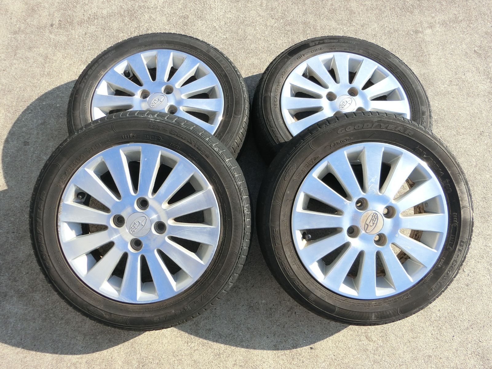 スバル ステラ RN1 純正ホイール 4.5J×14インチ 4穴 PCD100 オフセット45 ハブ径59　2018年製 ブリジストン ネクストリー スバル14インチ 四本 スバル 純正 14インチ 4穴 PCD100 4本セット