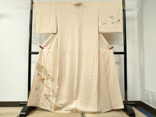 平和屋本店□極上 男性 お召 アンサンブル 長羽織・長襦袢(無双仕立て  