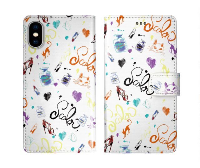 [AQUOS R SH-03J SHV39 605SH] iPhone16 ケース スカラー スマホケース 手帳型 iPhone16 Pro ケース アイフォン16 15 14 13 12 11 スマホカバー 全機種対応 手帳 ScoLar ネコ ハート ハイ