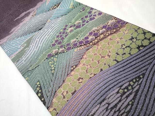 平和屋本店□極上 十日町 名門 滝泰謹製 太鼓柄袋帯 相良刺繍 おぼろ染  