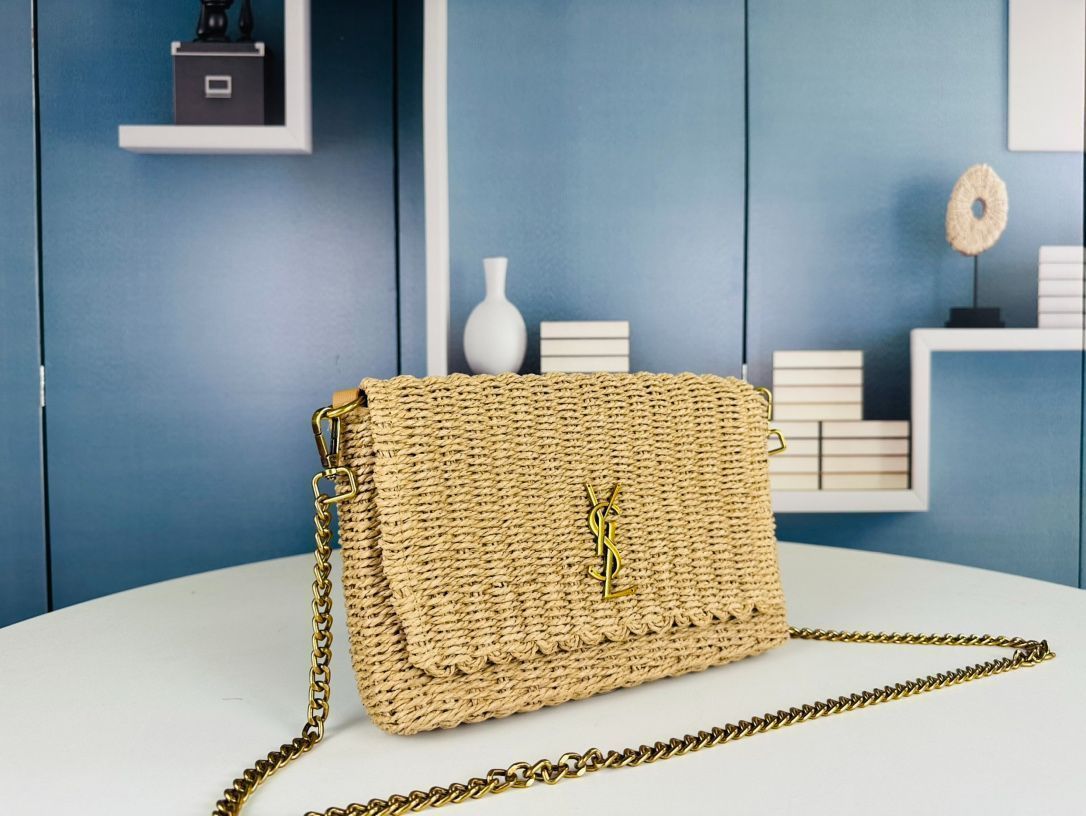 今日 YSL サンローラン Kate ラフィア編みチェーンバッグ 送料無料 在庫 セール価格