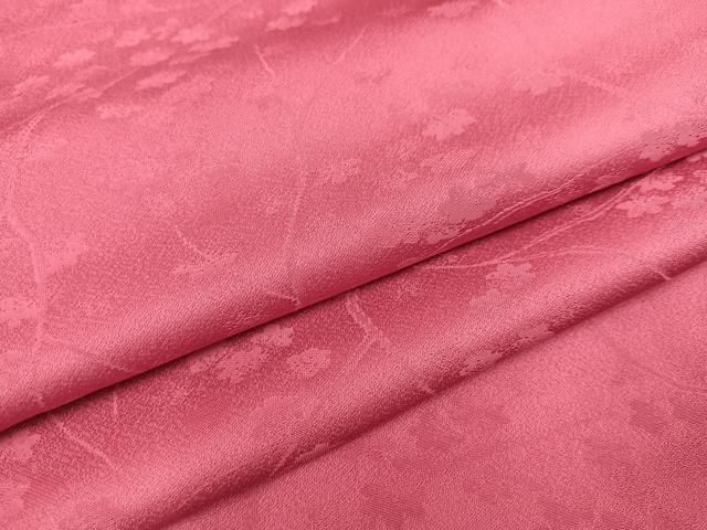 平和屋着物●上質な色無地 枝花地紋 長春色 正絹 AABC3662ph